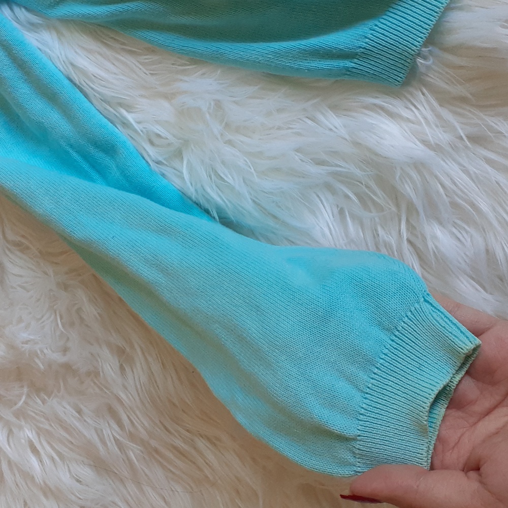 Lilly Pulitzer Aqua Cotton Cardigan Size Petite Medium - Picture 10 of 12